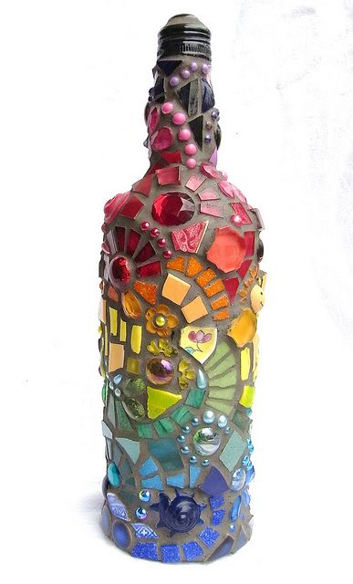 garrafa mosaico de vidro