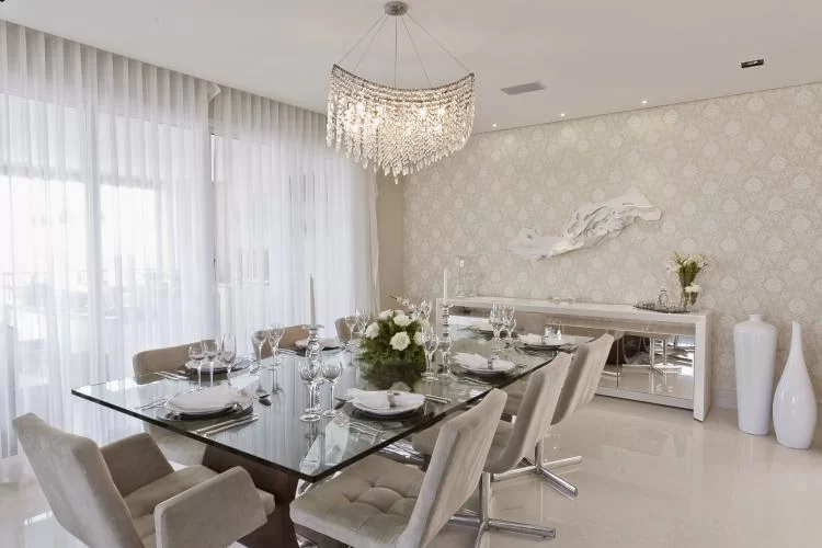 sala-jantar-branca-bege-tampo-vidro