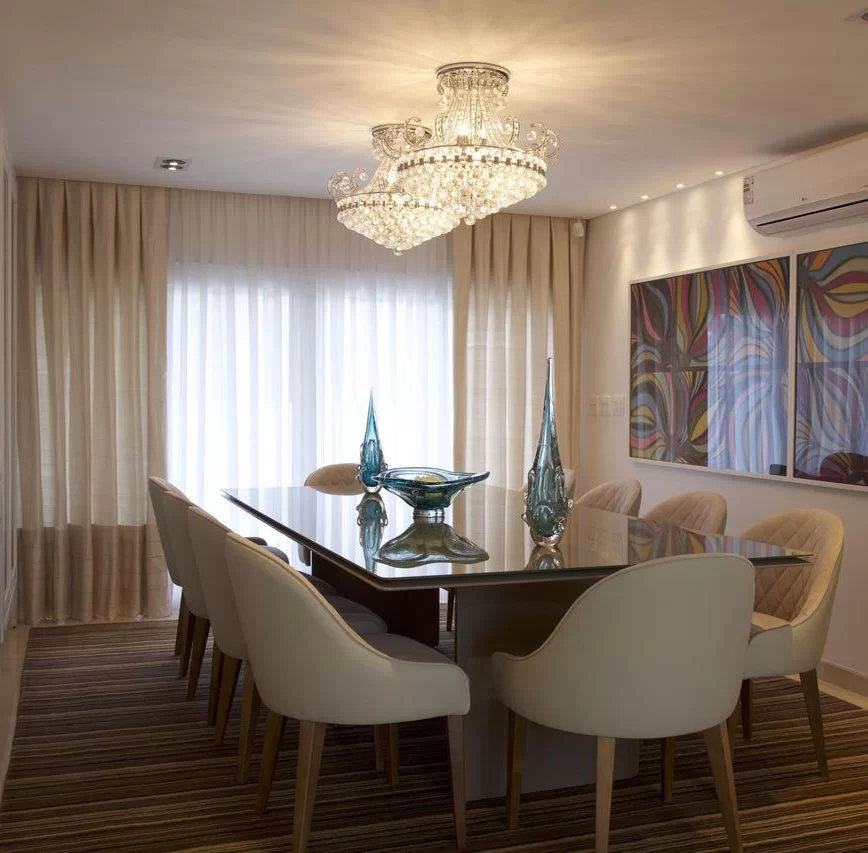 decoração com mesa de vidro