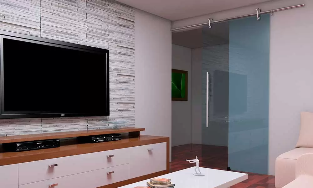 porta de vidro temperado sala