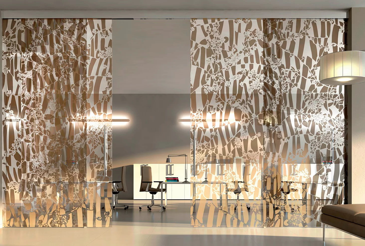 porta de vidro desenhada